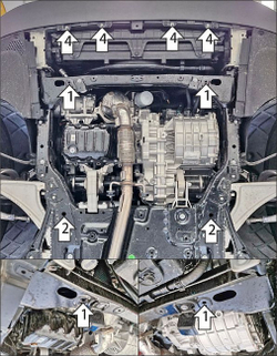 Защита картера двигателя, Радиатора, Электроусилителя руля, Переднего электромотора. 4 мм, Алюминий для Li Auto L6 2024-н.в., Motodor.349901