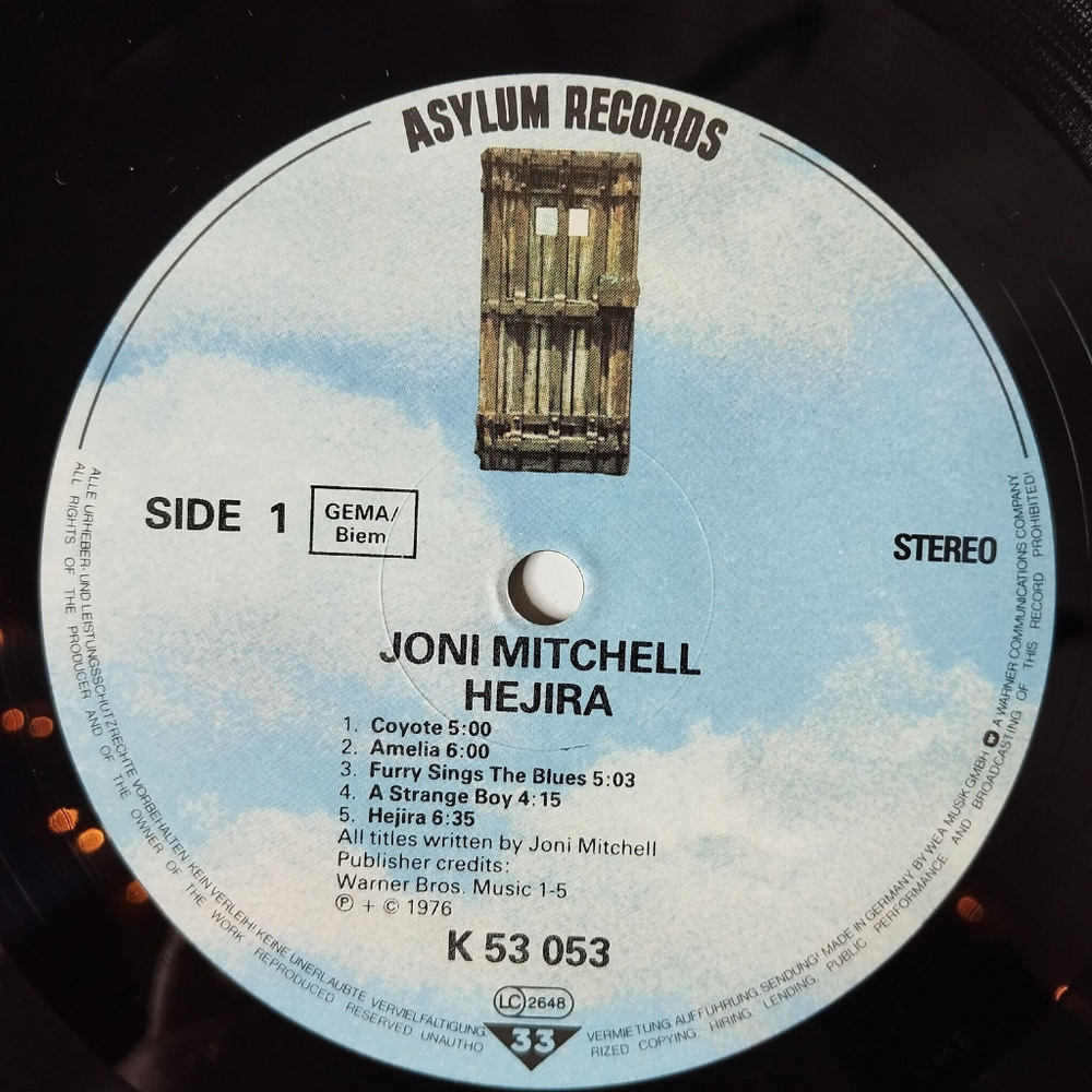 Винтажная виниловая пластинка LP Joni Mitchell Hejira (Germany 1976) A Strange Boy