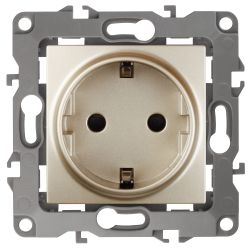 12-2001-04 ЭРА Розетка 2P+E Schuko, 16A-250В, IP20, без м.лапок, Эра12, шампань