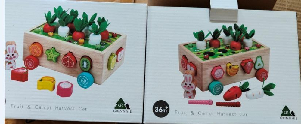 Развивающая игрушка деревянная Каталка-сортер, коробка C-41823