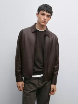 Massimo Dutti Куртка из овечьей кожи наппа, коричневый