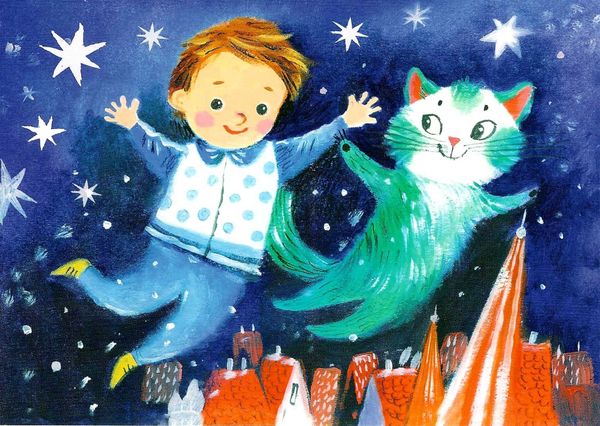 Открытка «Зелёный кот»