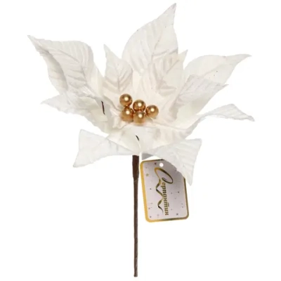 Украшение новогоднее «Пуансеттия - Утренняя пора» 27 см, Белый