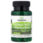 Swanson Vitamins, гинкго с винпоцетином, стандартизированное, 60 капсул