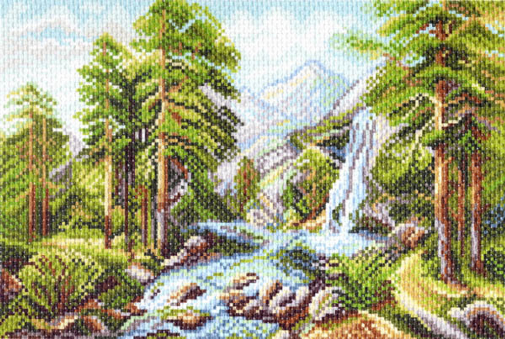 "Горный пейзаж"-1381 канва с рисунком