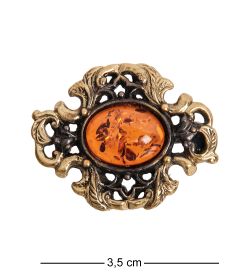 AM- 872 Брошь «Барокко» (латунь, янтарь)