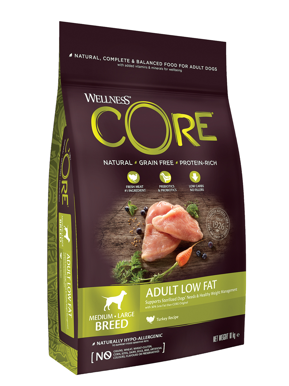 Сухой корм CORE для взрослых собак средних и крупных пород, со сниженным содержанием жира из индейки 10 кг