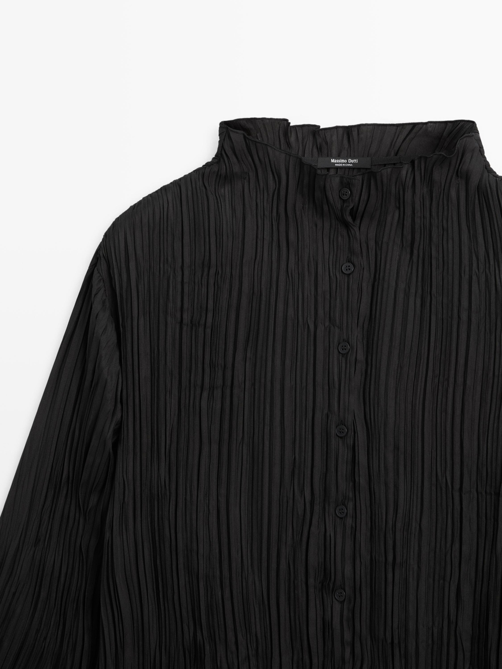 Massimo Dutti Рубашка из струящейся ткани со складками, черный