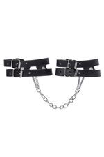 Черные кожаные оковы из двух ремешков (Цвет: черный)