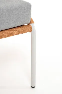 "Милан" диван 2-местный плетеный из роупа, каркас алюминий светло-серый (RAL7035) муар, роуп оранжевый меланж круглый, ткань светло-серая