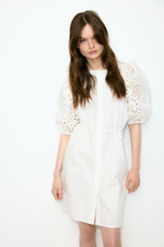 Платье broderie anglaise с длинными рукавами