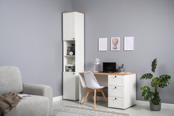 Остин Стол письменный 12.159 Белый шагрень/Дуб Вотан