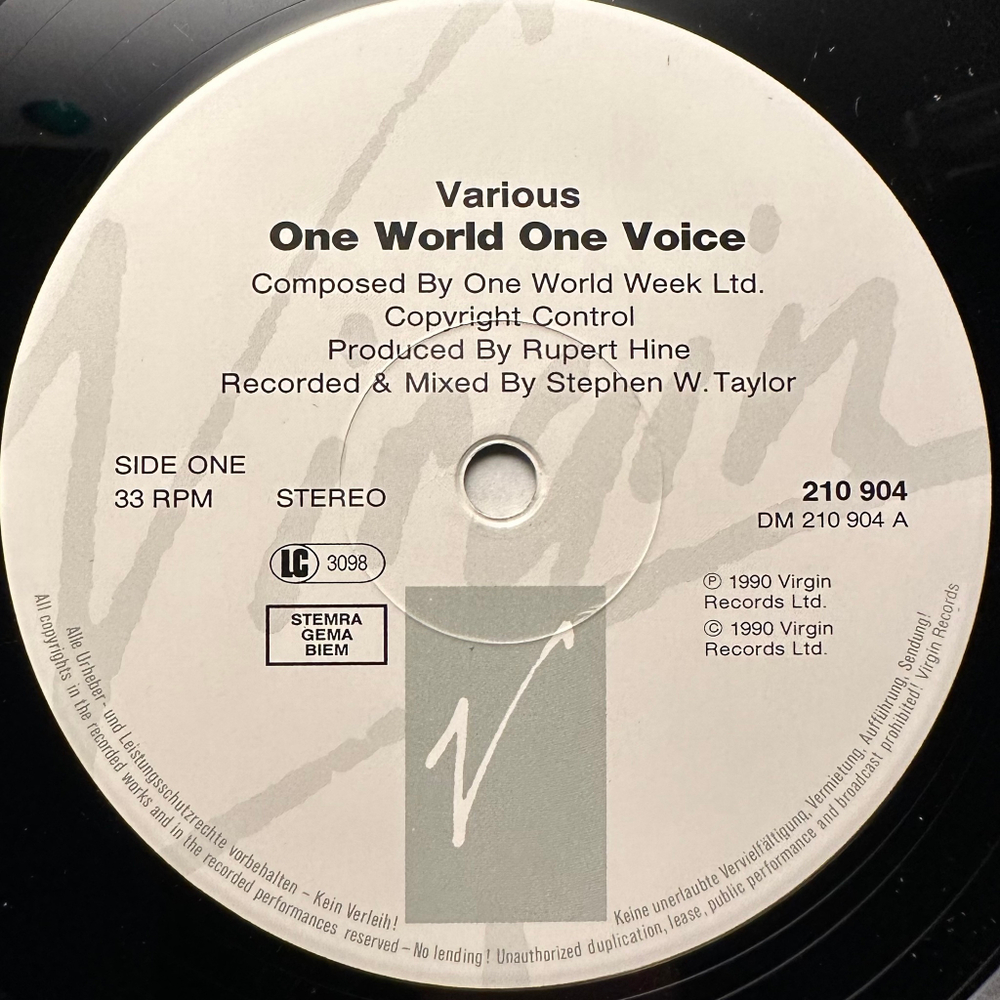 Сборник One World One Voice (Европа 1990г.)