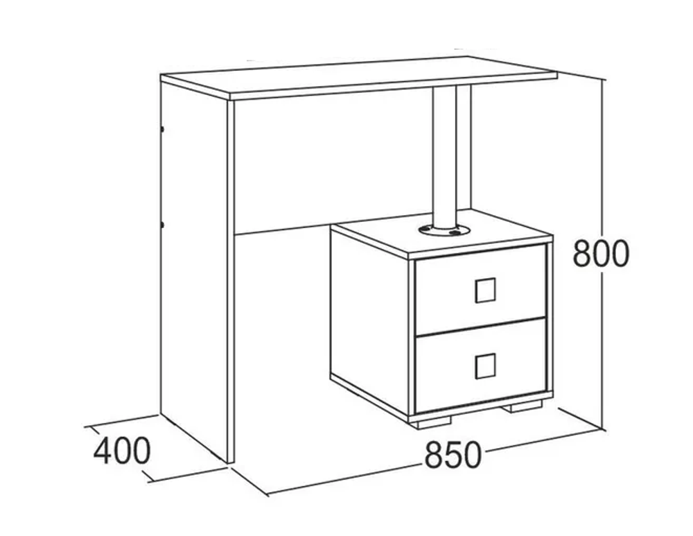 Туалетный стол Ольга-17 дуб крафт серый/дуб крафт белый