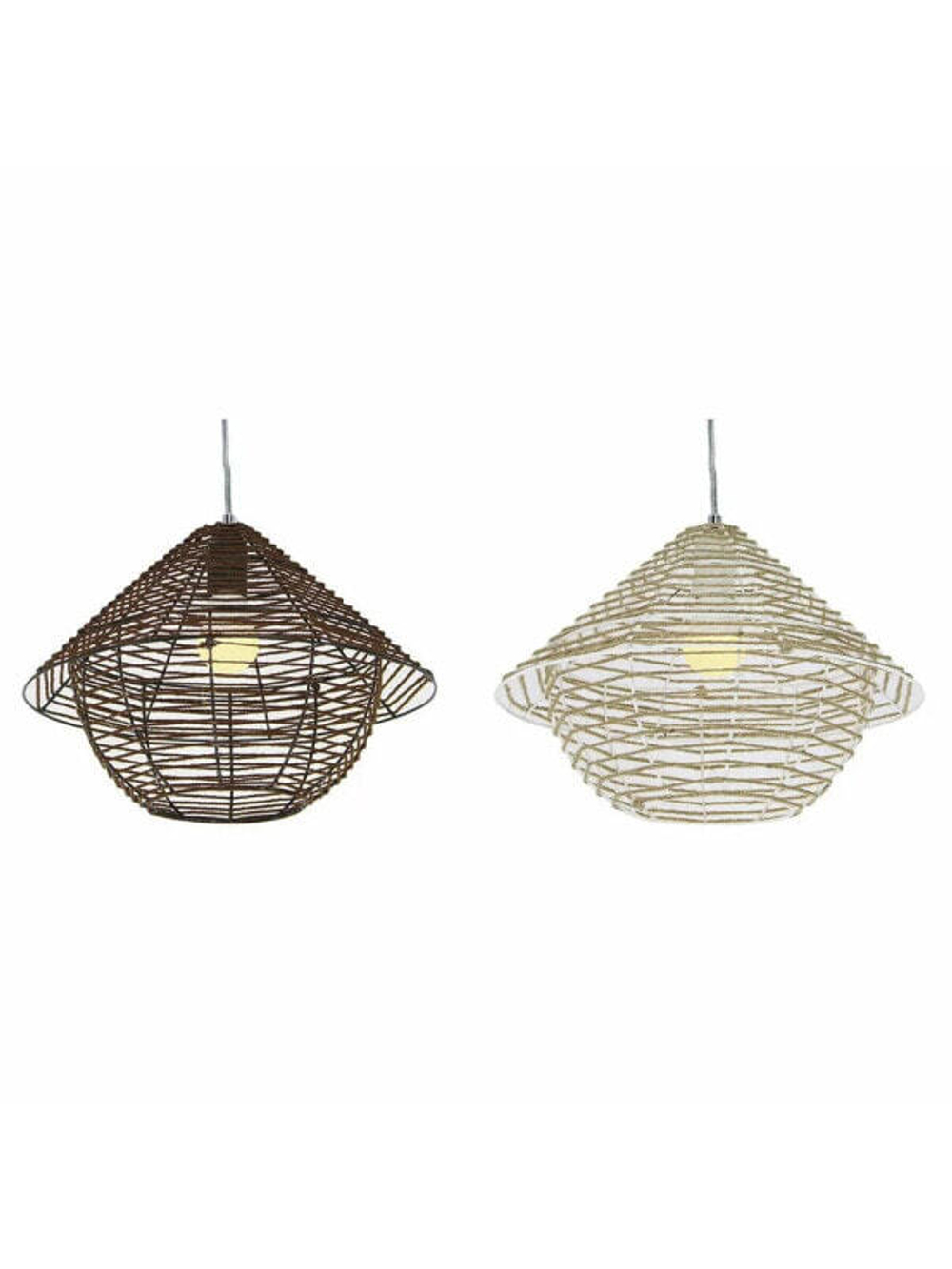 Потолочный светильник DKD Home Decor Белый Коричневый Чёрный Натуральный Металл Веревка Пластик 50 W 220 V город 38 x 38 x 27 cm