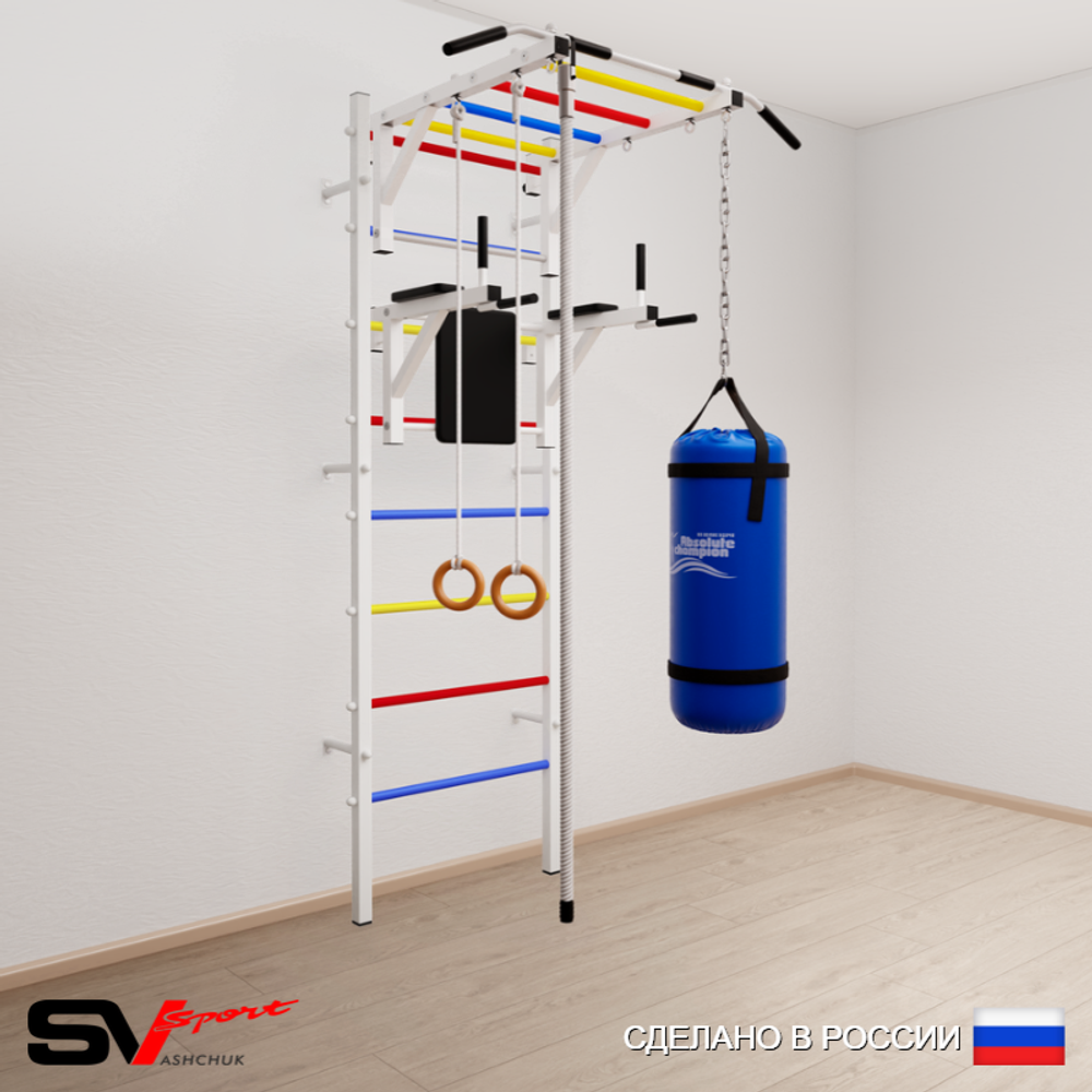 Шведская стенка Sv Sport 5441 (Турник рукоход/Брусья/Канат/Кольца/Цепь/Мешок 15кг)