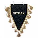 Вымпел треугольный Sitrak (экокожа, черный с бежевой вышивкой)