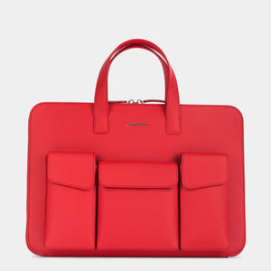 Сумка для MacBook Pro 17" Bocage с карманами из кожи теленка красного цвета
