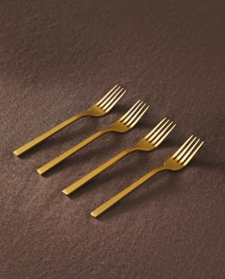 ZARA HOME НАБОР ДЕСЕРТНЫХ ВИЛОК ИЗ ЗОЛОТОЙ СТАЛИ ( 4 ПРЕДМЕТА), ЗОЛОТО