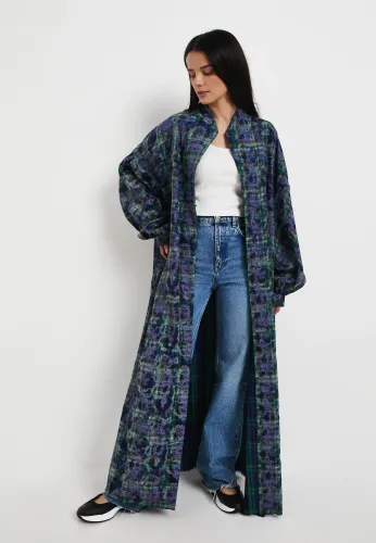 Рубашка Кардиган синяя клетка