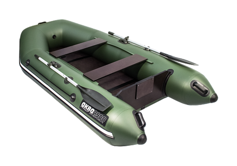 Лодка ПВХ АКВА 2900 Слань-книжка киль Зелено-черная
