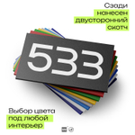 Номер на дверь 533, табличка на дверь для офиса, квартиры, кабинета, аудитории, склада, черная 120х70 мм, Айдентика Технолоджи