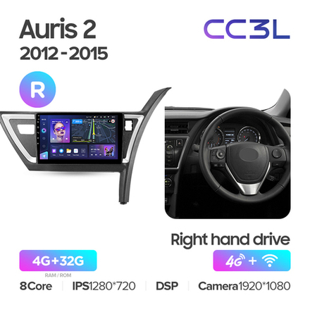 Teyes CC3L 10,2"для Toyota Auris 2012-2015 (прав)