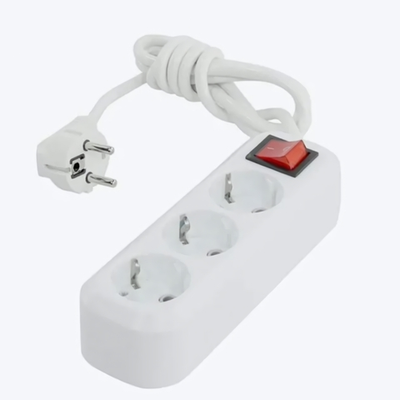 Сетевой фильтр 16А, 3500 Вт, 3 гнезда, без з/ш, с з/к, ПВС 3x1.0, 1,8 м, белый (SBSP-3-18-W)