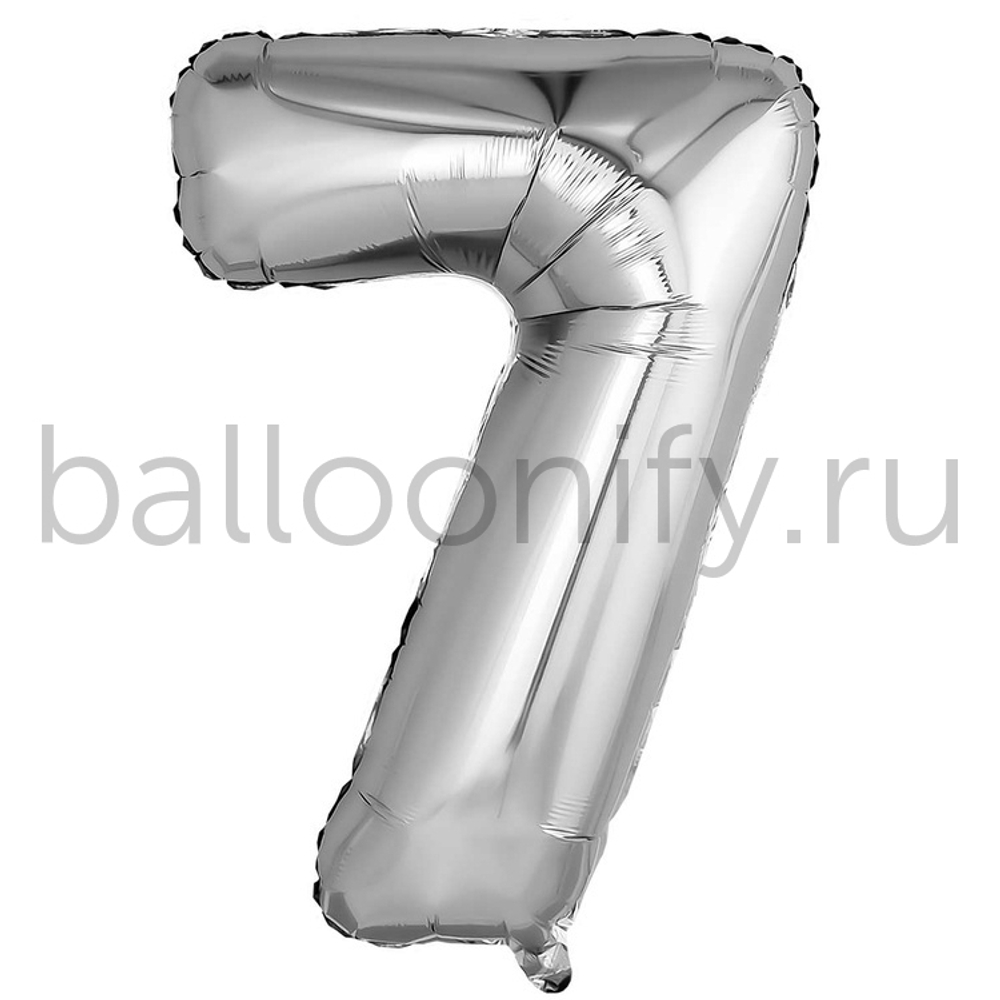 Шар ЦИФРА 7 Металлик Silver 32" 81 см