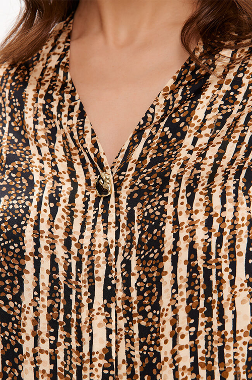 23408 Блузка женская (черно-песочный принт)