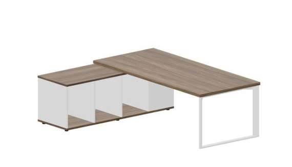 Стол Fortum на опорной сервисной тумбе (левый) 220(+0/15/30)х180х74см