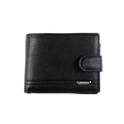 Маленькое компактное миниатюрное недорогое мужское чёрное портмоне 11х8 см из искусственной кожи заводского качества B171-04A в подарочной коробке