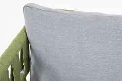 "Диего" кресло плетеное из роупа, каркас алюминий светло-серый (RAL7035) муар, роуп салатовый меланж круглый, ткань светло-серая