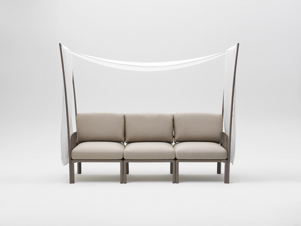 Диван пластиковый с подушками Nardi Komodo 3, тортора, холст