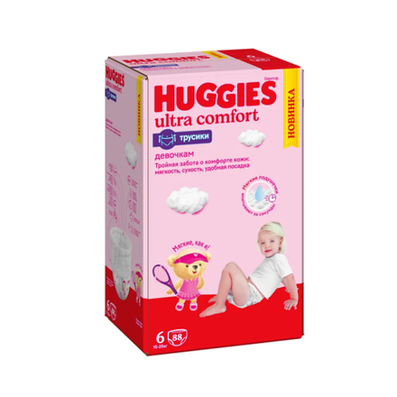 Трусики-подгузники Huggies 6 для девочек 15-25 кг (88 шт)