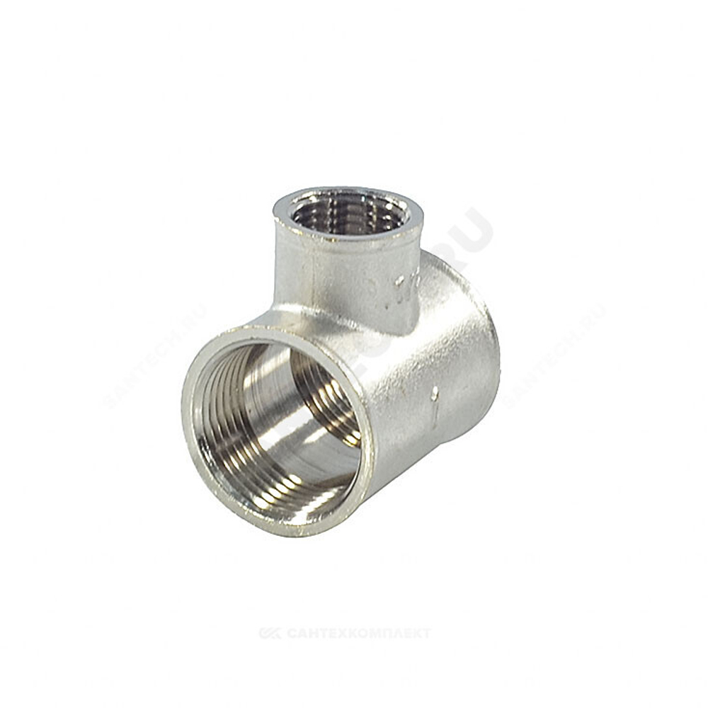 Тройник латунь никель переходной Ду 20х15х20 (3/4"х1/2"х3/4") ВР/ВР SantechSystems