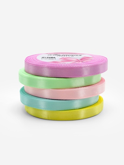 Набор лент атласных (5шт) 10мм*25±1ярд(23м±1м) №16/19/26/34/40 радуга АУ 3758783