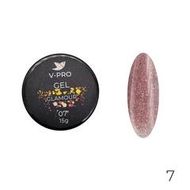 07Гель UV моделирующий V-PRO Glamour 15g со светоотраж.частичками