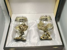 Набор из 2-х бокалов для коньяка "Три медведя" и "Рыбалка.Осетр" (подарочный футляр)