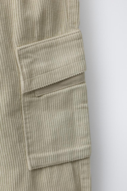 ZARA БРЮКИ КАРГО ИЗ ВЕЛЬВЕТА, ЦВЕТ СЛОНОВОЙ КОСТИ