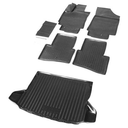 Коврики в салон и багажник автомобиля (комплект) Rival для Hyundai Creta I поколение 2016-2021, полиуретан, 6 частей, K12310001-2