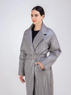 Пальто женское кожаное утепленное длинное Турция