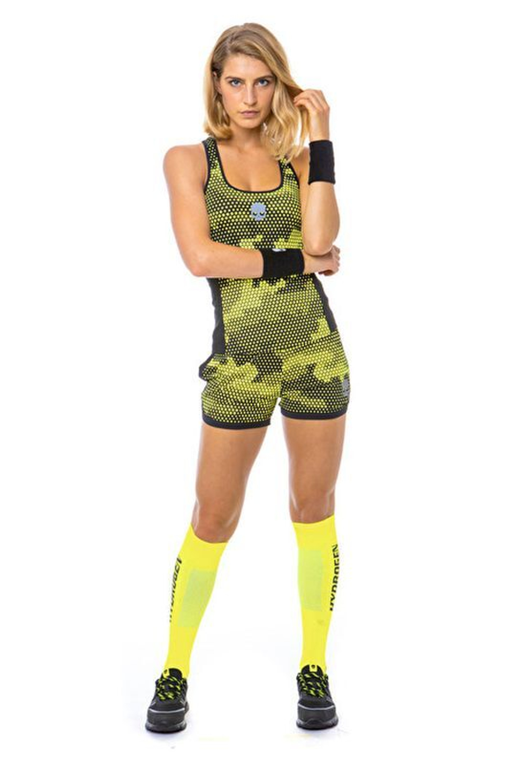 Женский топ теннисный Hydrogen Tech Camo Tank Top - camo fluo yellow/black