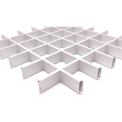 Подвесной потолок Грильято белый матовый ячейка 100х100 мм. h40 мм. b10 мм. Profi