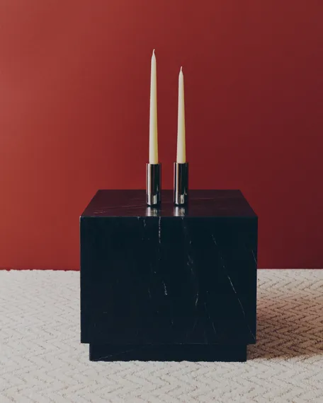 Приставной столик Sorein 40x40 см из черного мрамора