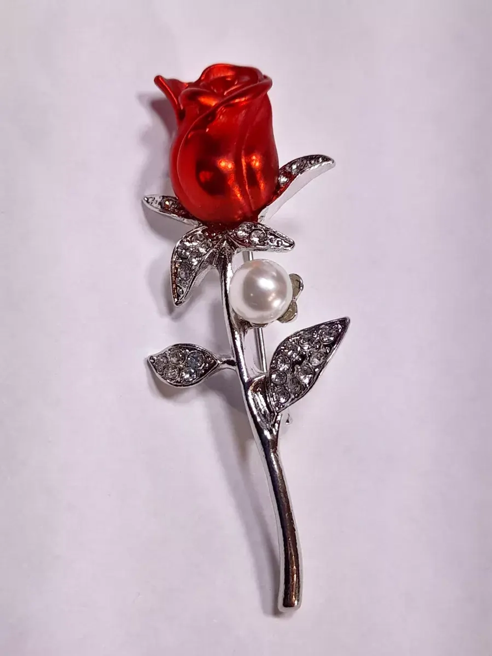 Брошь "Роза с жемчужиной"