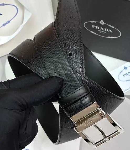 Двухсторонний ремень Prada, чёрный