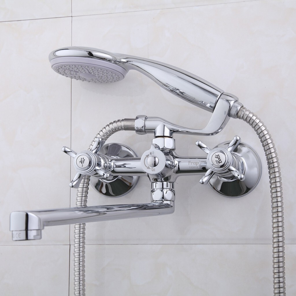 Смеситель для ванны и раковины 1/2 кер F2224 FRAP с шар перекл КРЕСТ (L излив, хром, латунь),