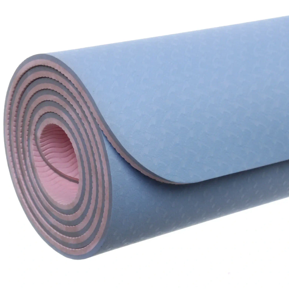 Коврик для йоги 8 мм 183х68 см «Энергия» 2х сторонний TPE, голубой/розовый
