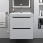 Тумба с раковиной Uperwood Tanos 50 см, подвесная, матовая, белая/графит